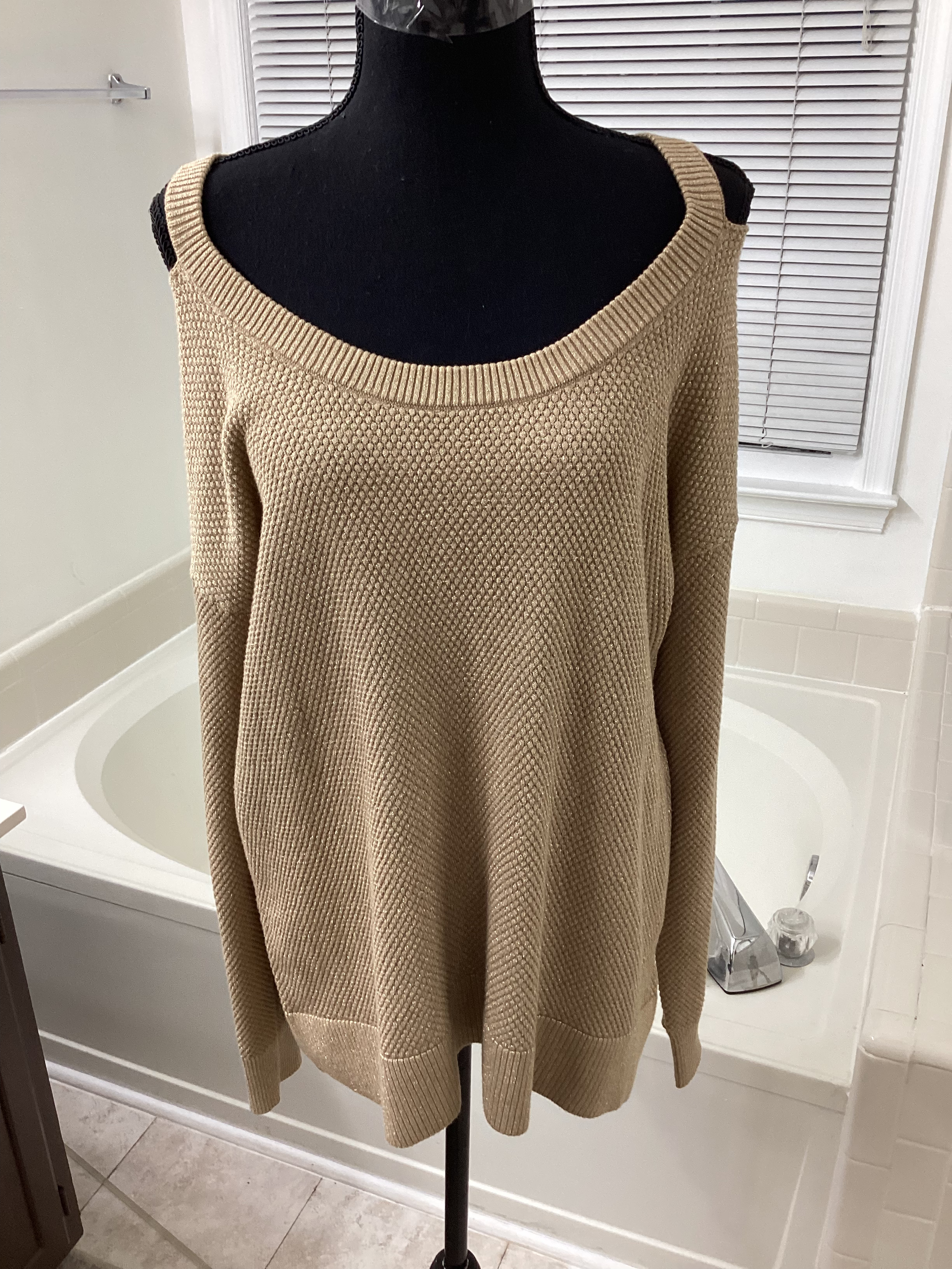 Michael Kors Gold Rush Cut Out Shoulder Sweater - Size L