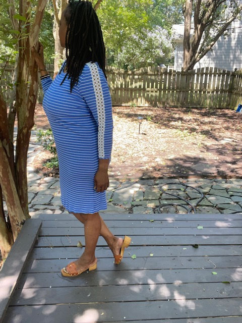 Thumbnail: Lilly Pulitzer Blue Pinstripe Dress - Size L