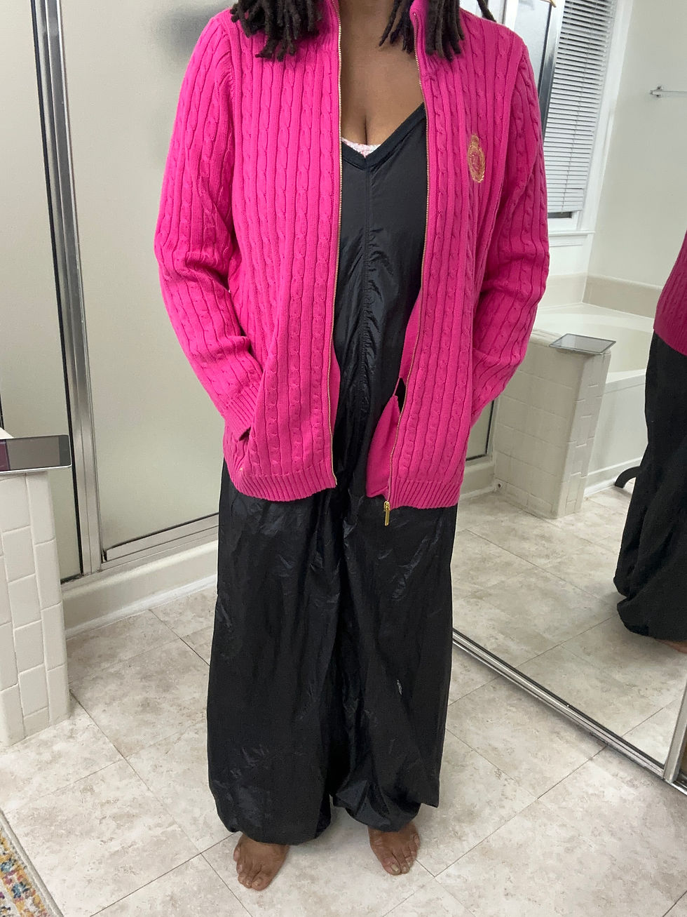 Thumbnail: Ralph Lauren Hot Pink Zip Up Sweater - SIze 2X