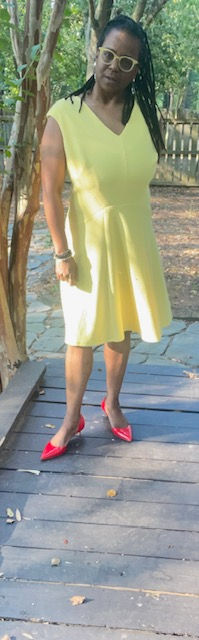 Thumbnail: London Style Yellow Sleeveless Swing Dress - Size 18W