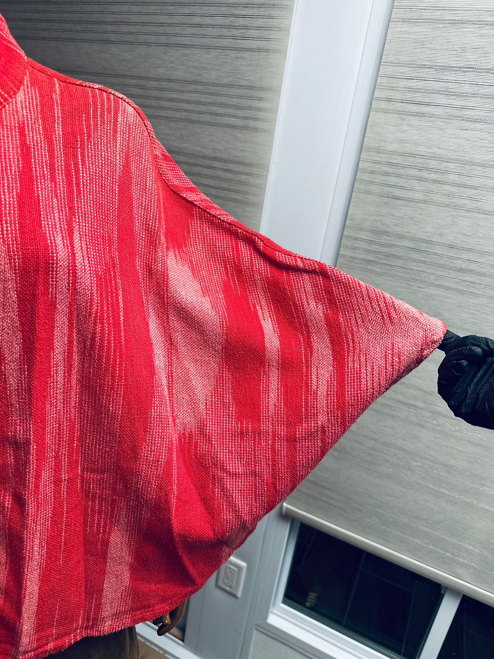 Thumbnail: Hand Woven Red Striped Jacket - Size Os