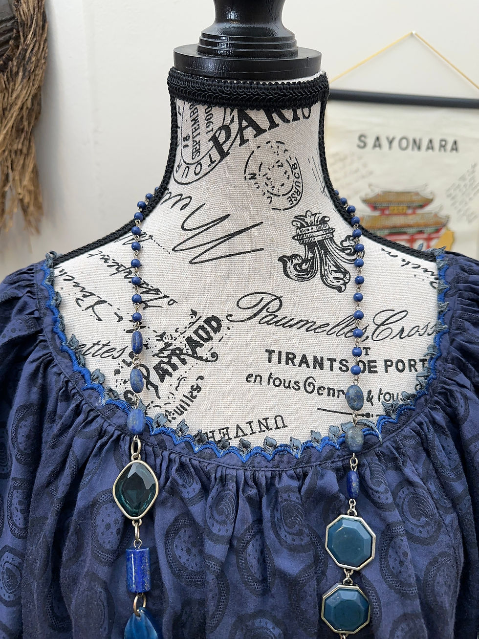 Thumbnail: Custom Lace Blue Long Dress - *Size XL