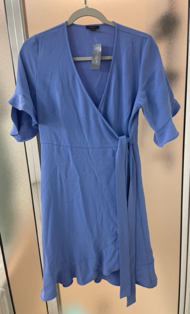 Thumbnail: Ann Taylor Blue Short Wrap Around Dress - Size 8 Petite