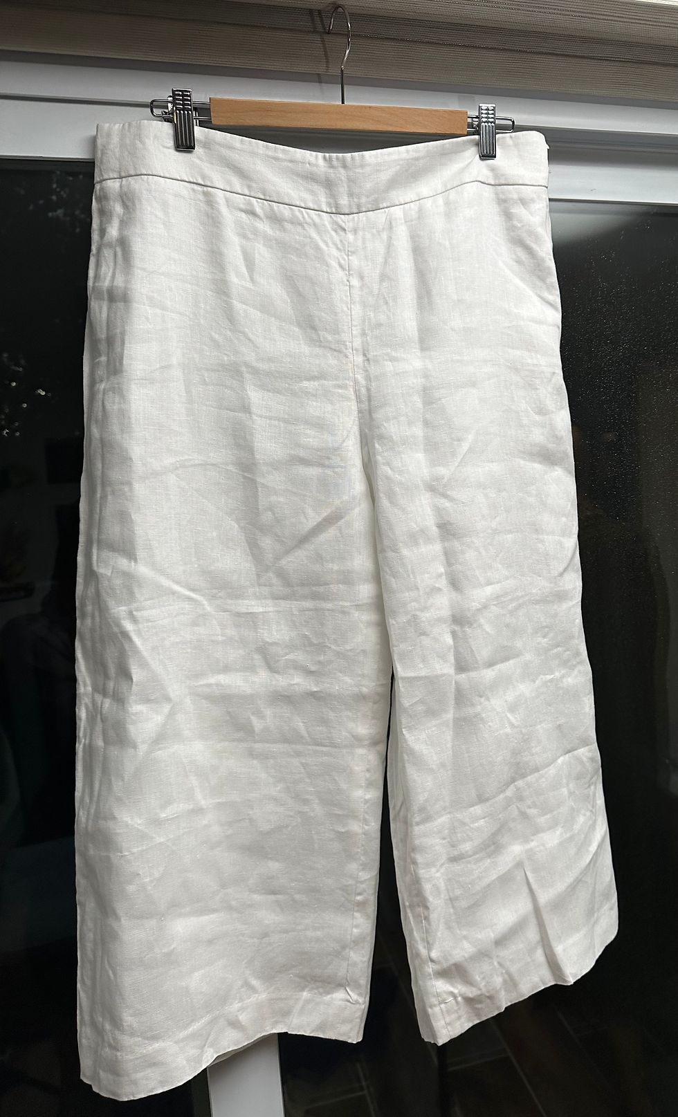 Thumbnail: Talbots White Linen Wide Crop Pant - Size 12P