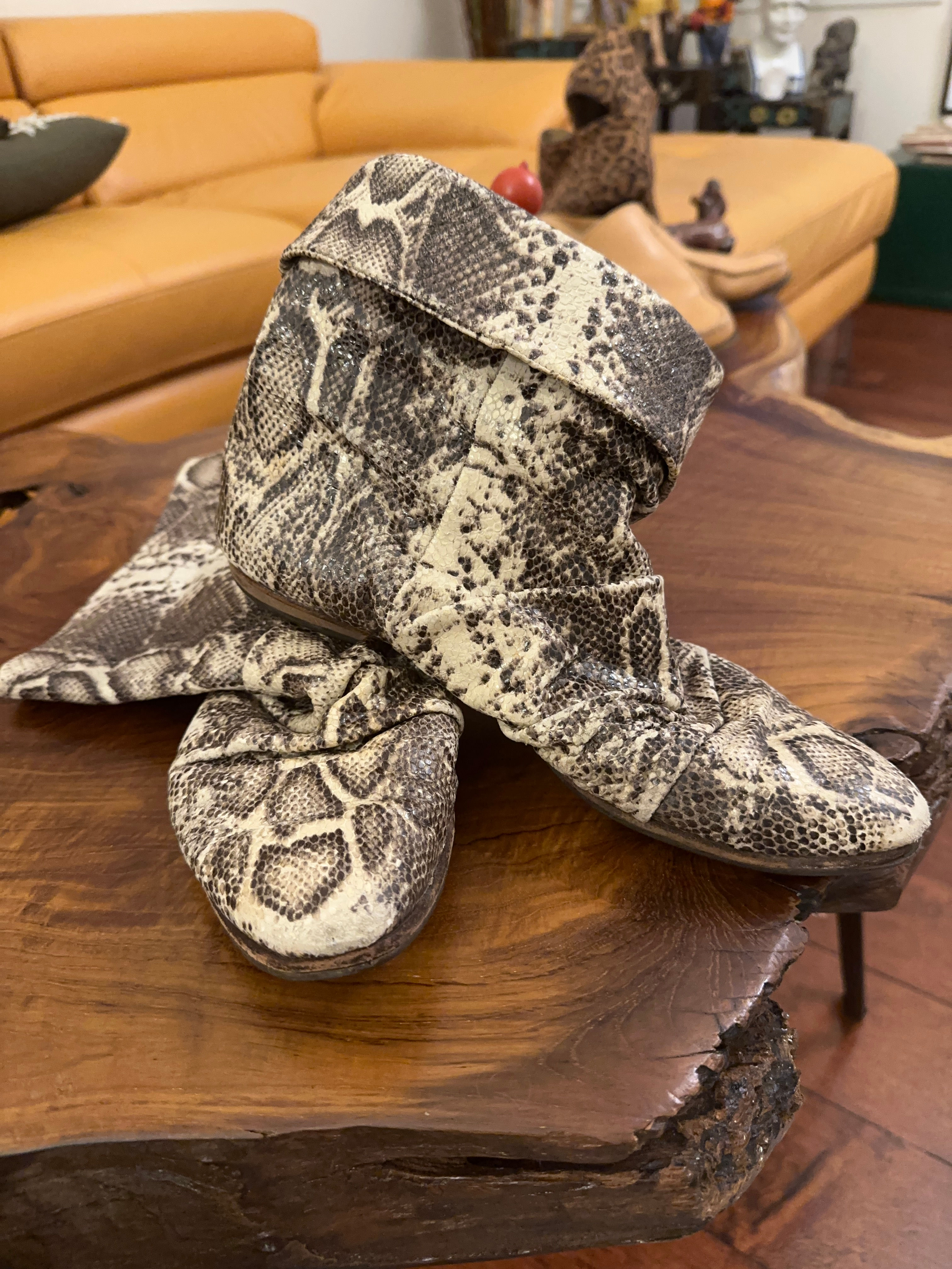 Paruolo Animal Print Leather Boots - Size 39/ 8.5