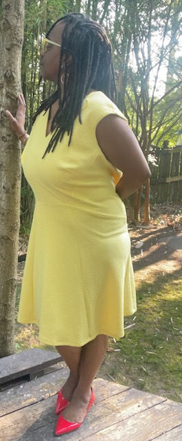 Thumbnail: London Style Yellow Sleeveless Swing Dress - Size 18W