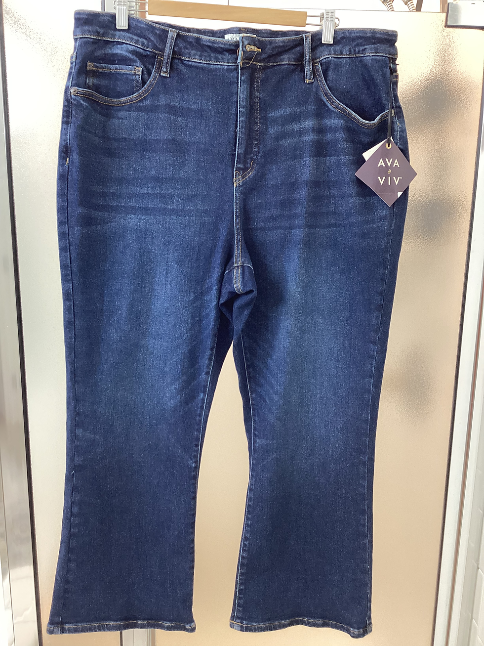Thumbnail: Nwt Ava & Viv High Rise Ankle Bootcut Stretchy Jeans - Size 18W
