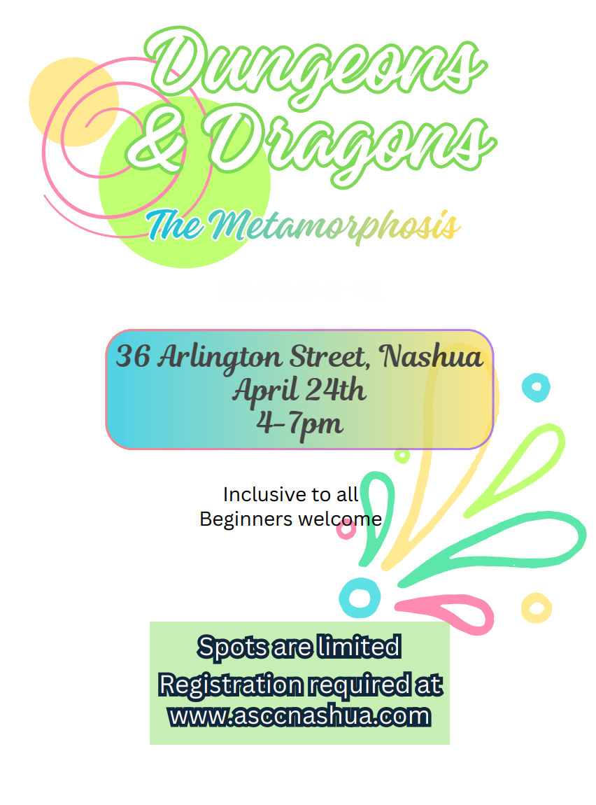 Email asccnashua@gmail.com with any questions. Register here