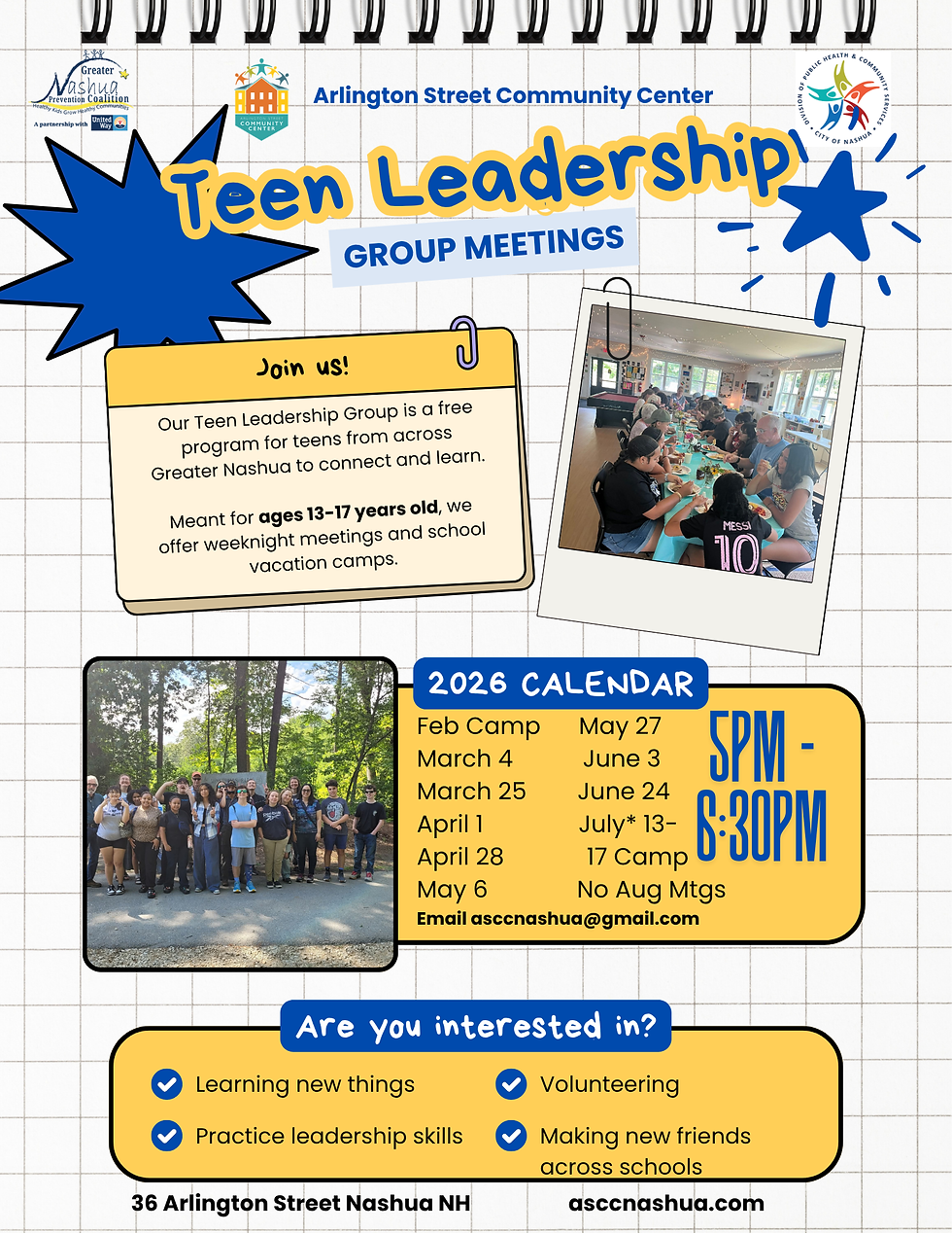Email asccnashua@gmail.com for more information