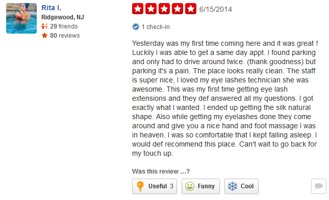 5 star review nyc lash extensions