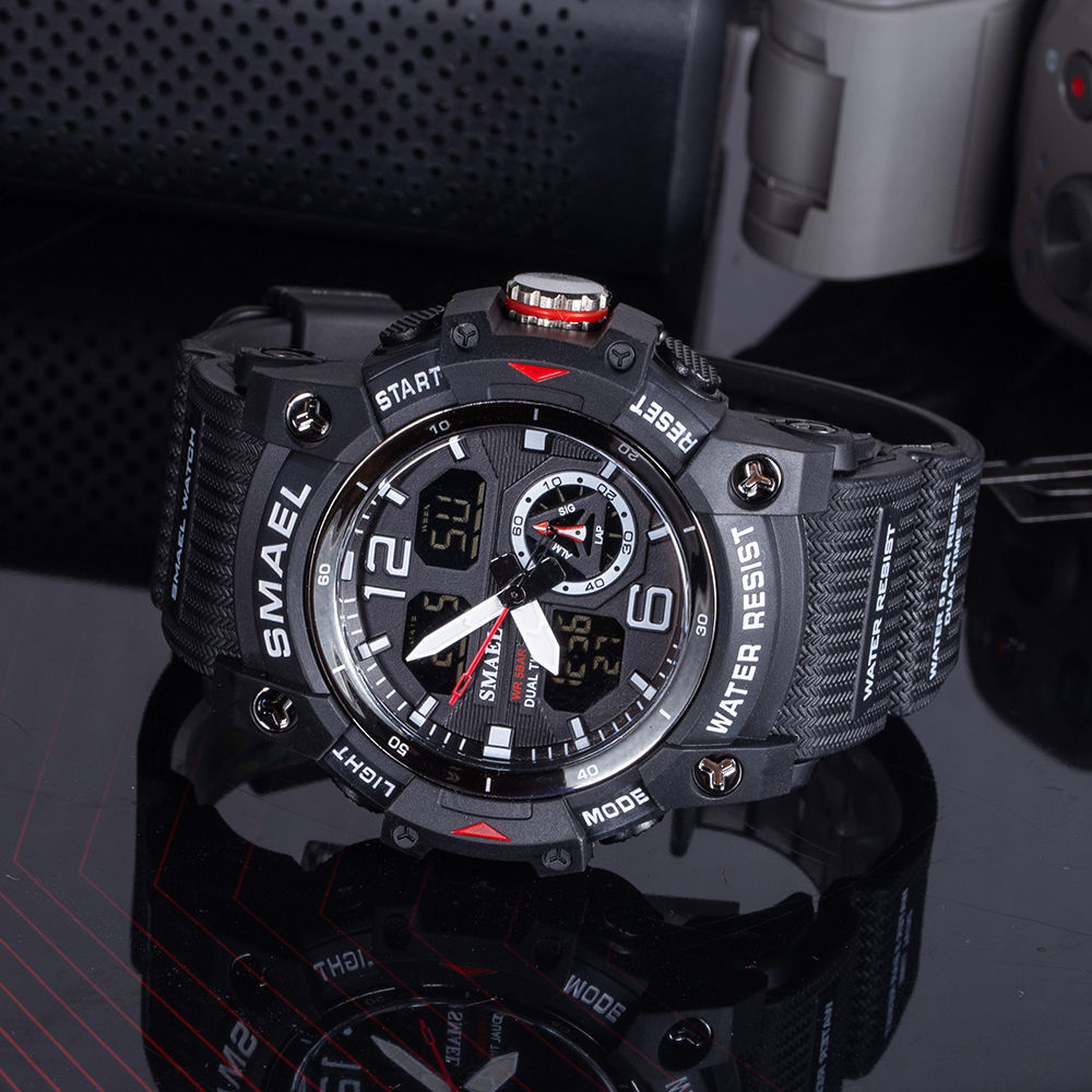 SMAEL Sport Watch Military Wristwatch for Men Alarm Stopwatch LED Digital Back L