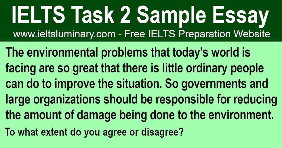 Environmental Problems That Today's World Is Facing Are So Great That There Is Little Ordinary People Can Do to Improve the Situation - IELTS Task 2 Band 9 Sample Essay