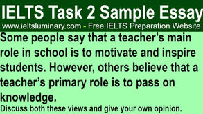 A Teacher’s Main Role In School Is to Motivate And Inspire Students - IELTS Band 9 Essay