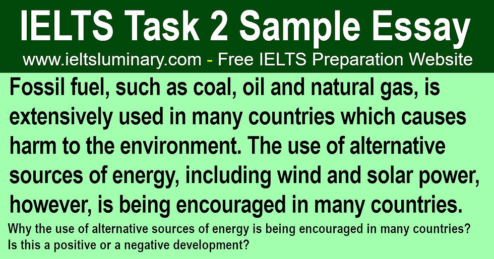 Fossil Fuel, Such As Coal, Oil and Natural Gas, Is Extensively Used in Many Countries Which Causes Harm to the Environment - IELTS Task 2 Band 9 Sample Essays