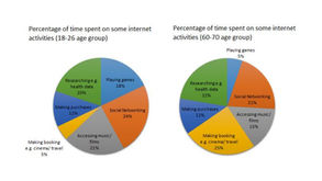 Percentage of Time Younger and Older People Spend on Various Internet Activities in Their Free Time - Task 1 Pie Chart Band 9 Sample