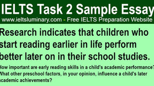 Children Who Start Reading Earlier In Life Perform Better In School Studies - IELTS Band 9 Essay