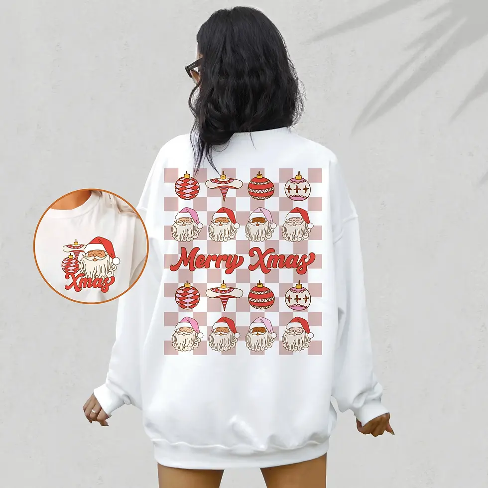 Retro Merry Xmas DTF Transfer with optional matching pocket