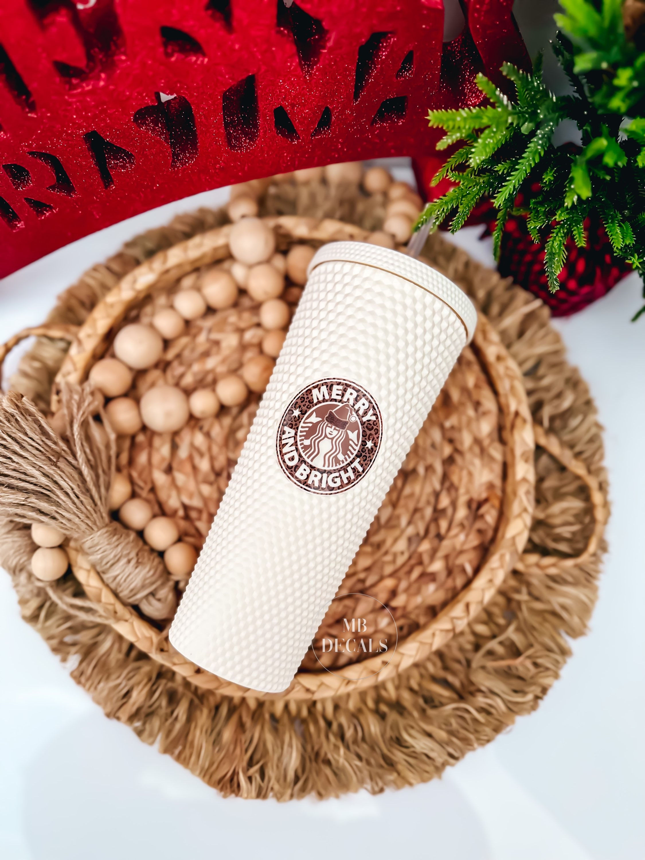 Leopard Merry And Bright Studded Tumblers - 16oz or 24oz