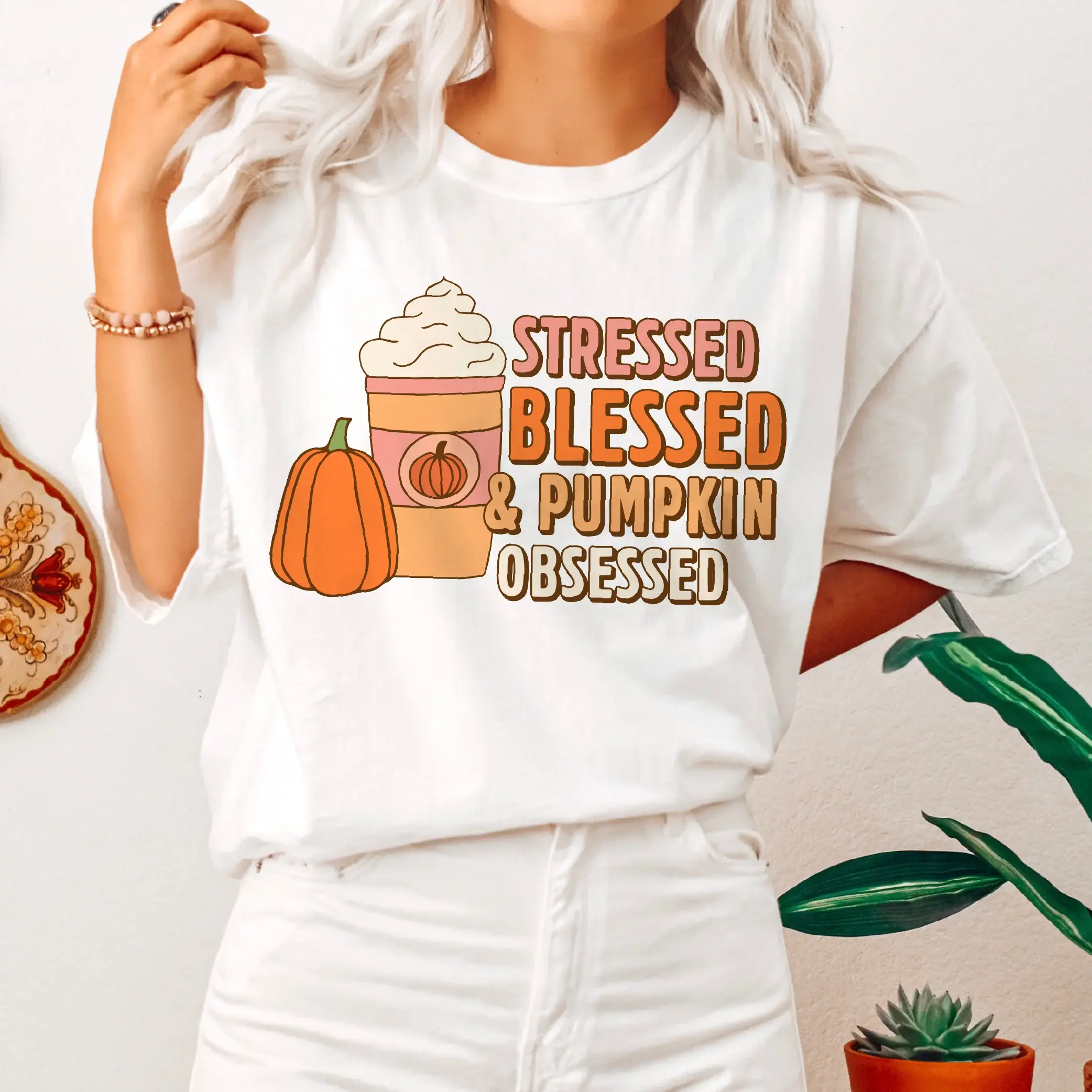 Stressed Blessed & Pumpkin Obsessed DTF Transfer