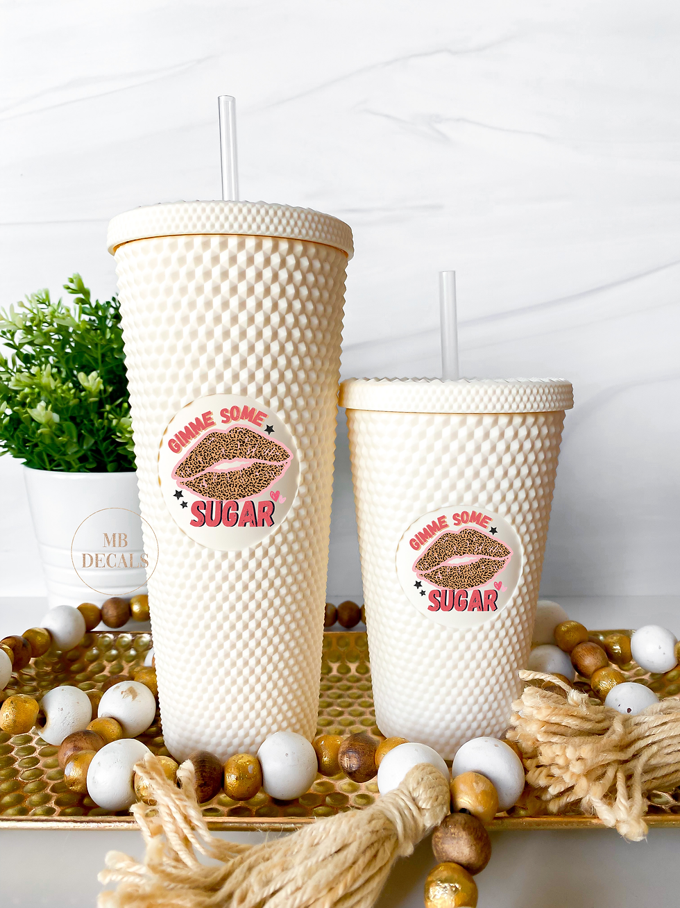 Gimme Some Sugar White Studded Tumblers