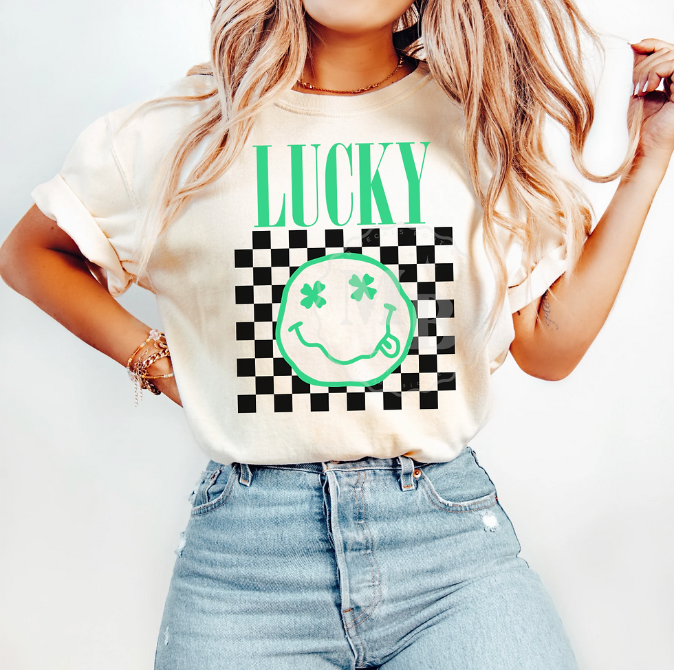 Lucky Checkered Face DTF Transfer