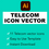 Thumbnail: Telecom Icons with a Tech Bubble - Vector Illustrator Template