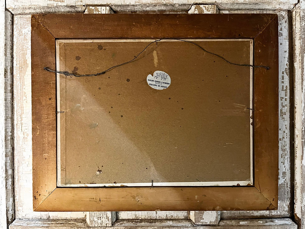 Thumbnail: Vintage Oil on Cavas Board in Decorative Gilt Gold Frame