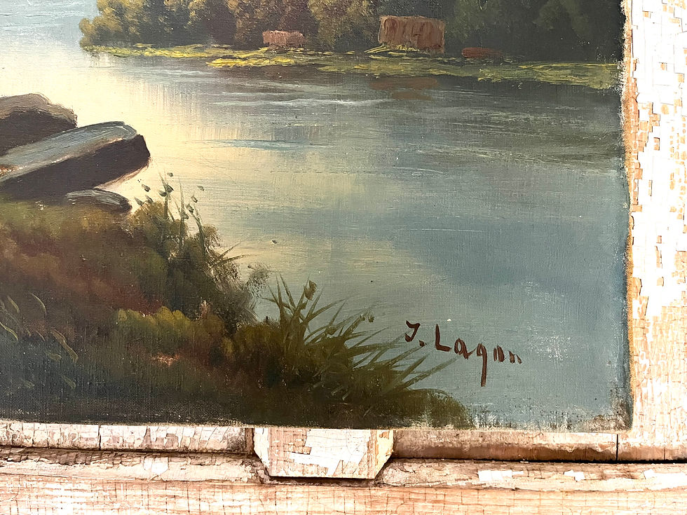 Thumbnail: Vintage Signed Oil on Canvas Landscape