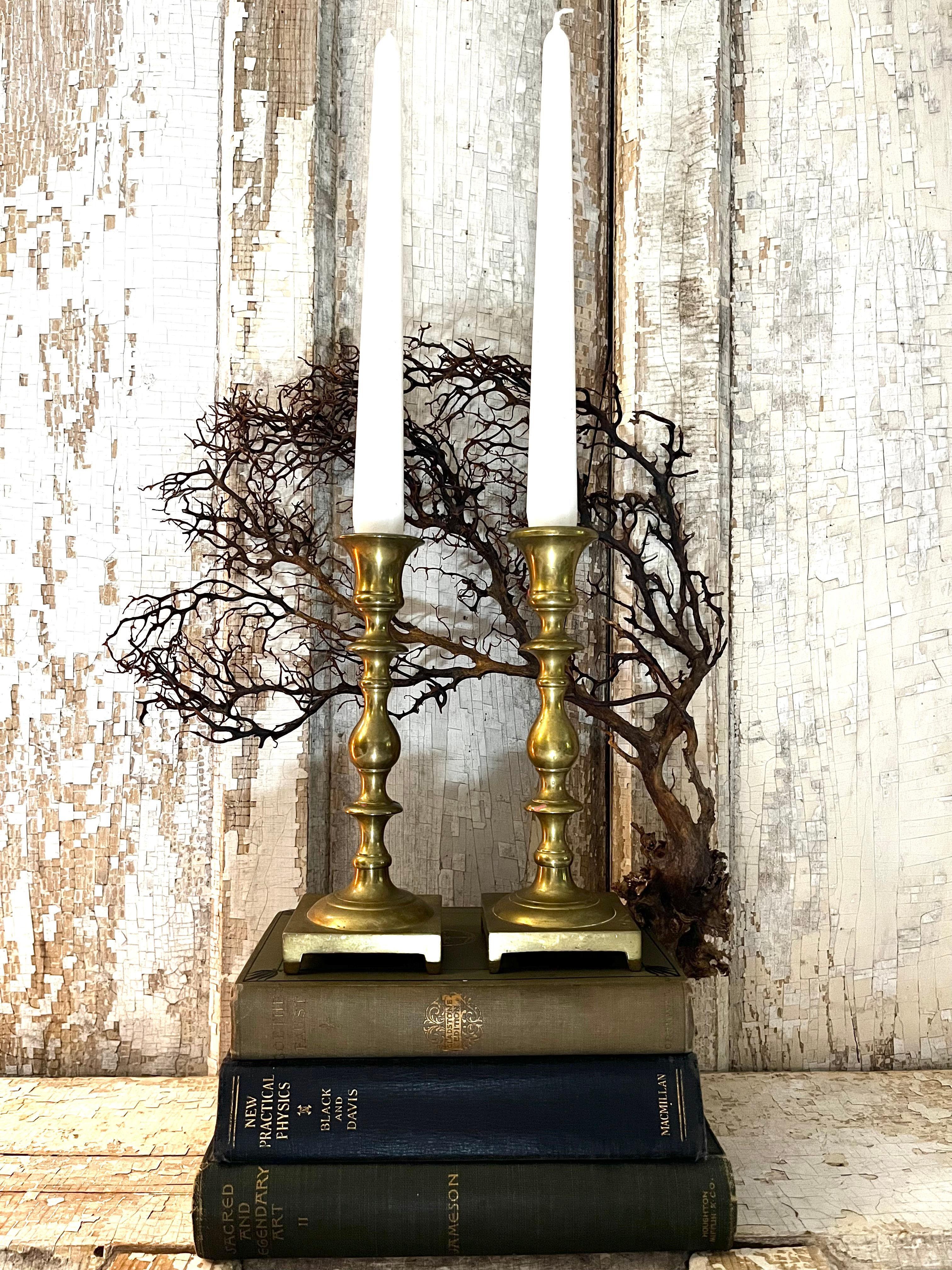 Vintage Pair of Brass Candleholders