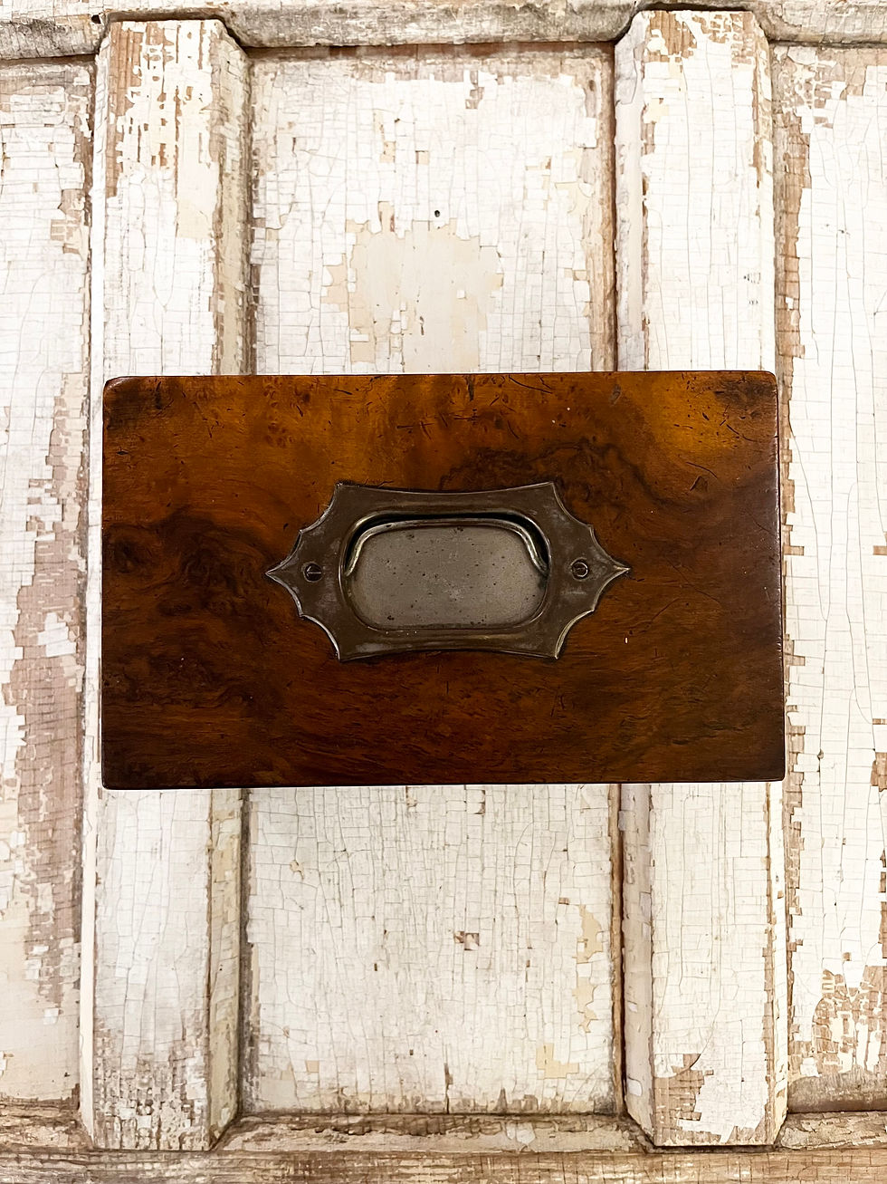 Thumbnail: Antique Box with Inset Metal Handle and Quilted Lining