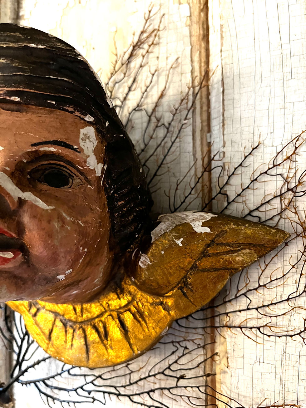 Thumbnail: Vintage Painted Wood Cherub