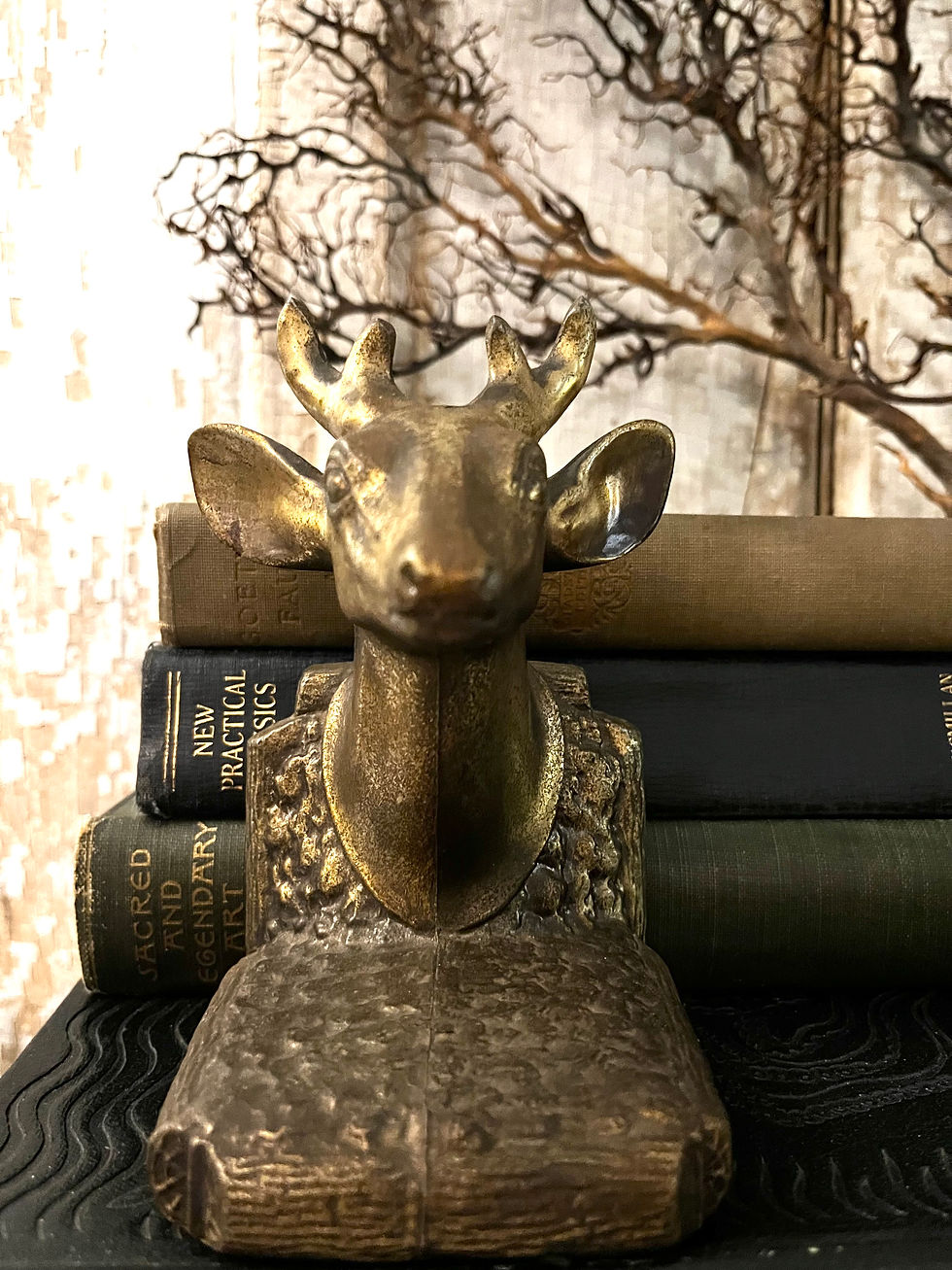 Thumbnail: Vintage Pair of Metal Stag Bookends, 1950