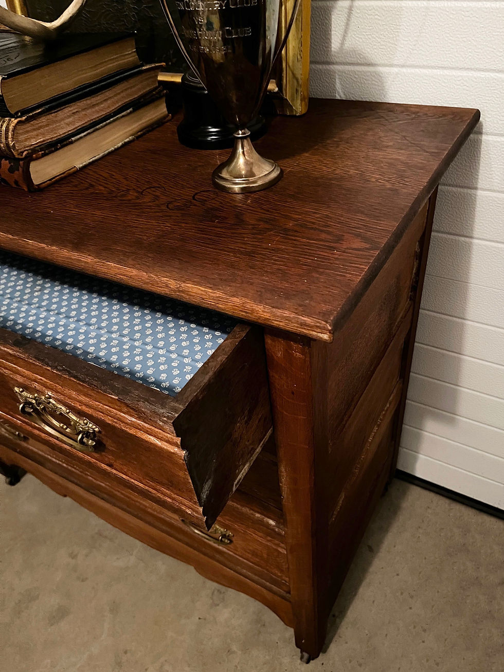 Thumbnail: Antique Oak Eastlake Style Three Drawer Chest