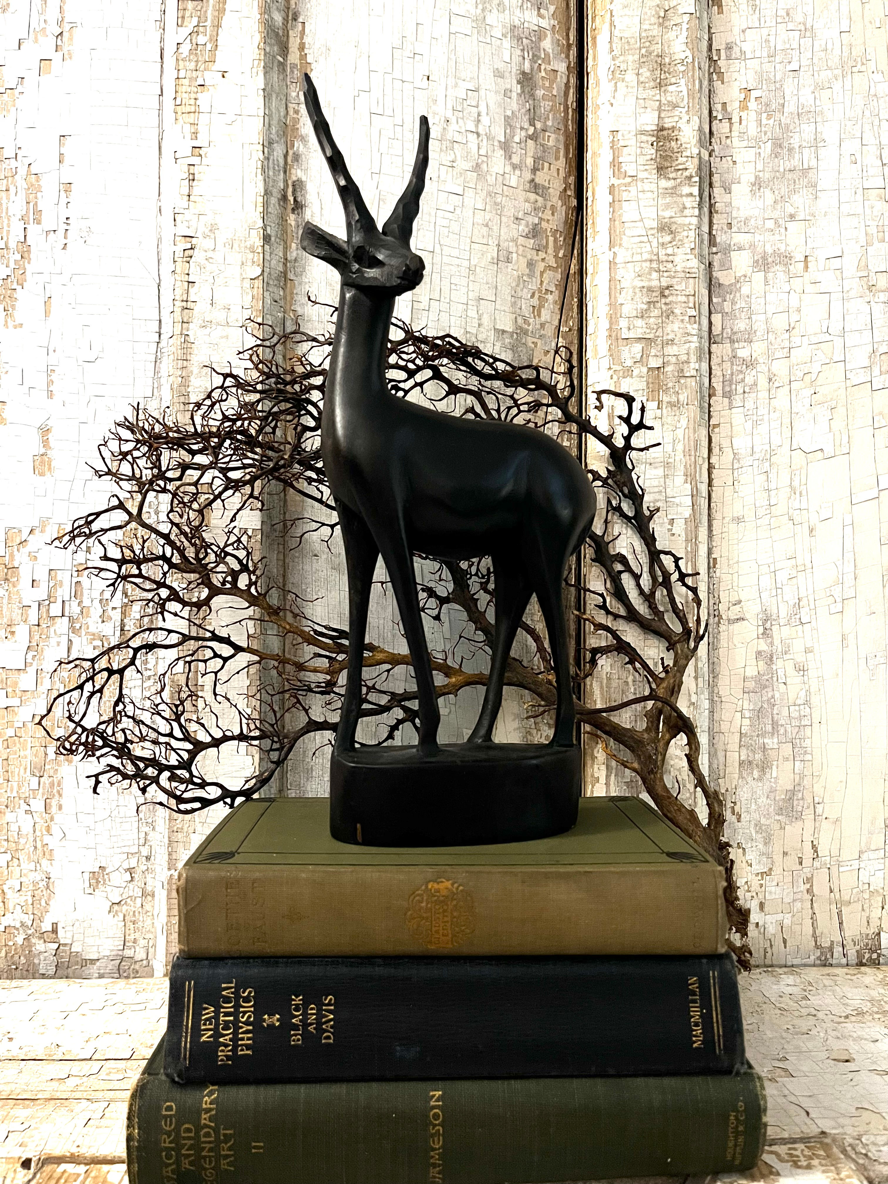 Vintage Black Wooden Roe Deer