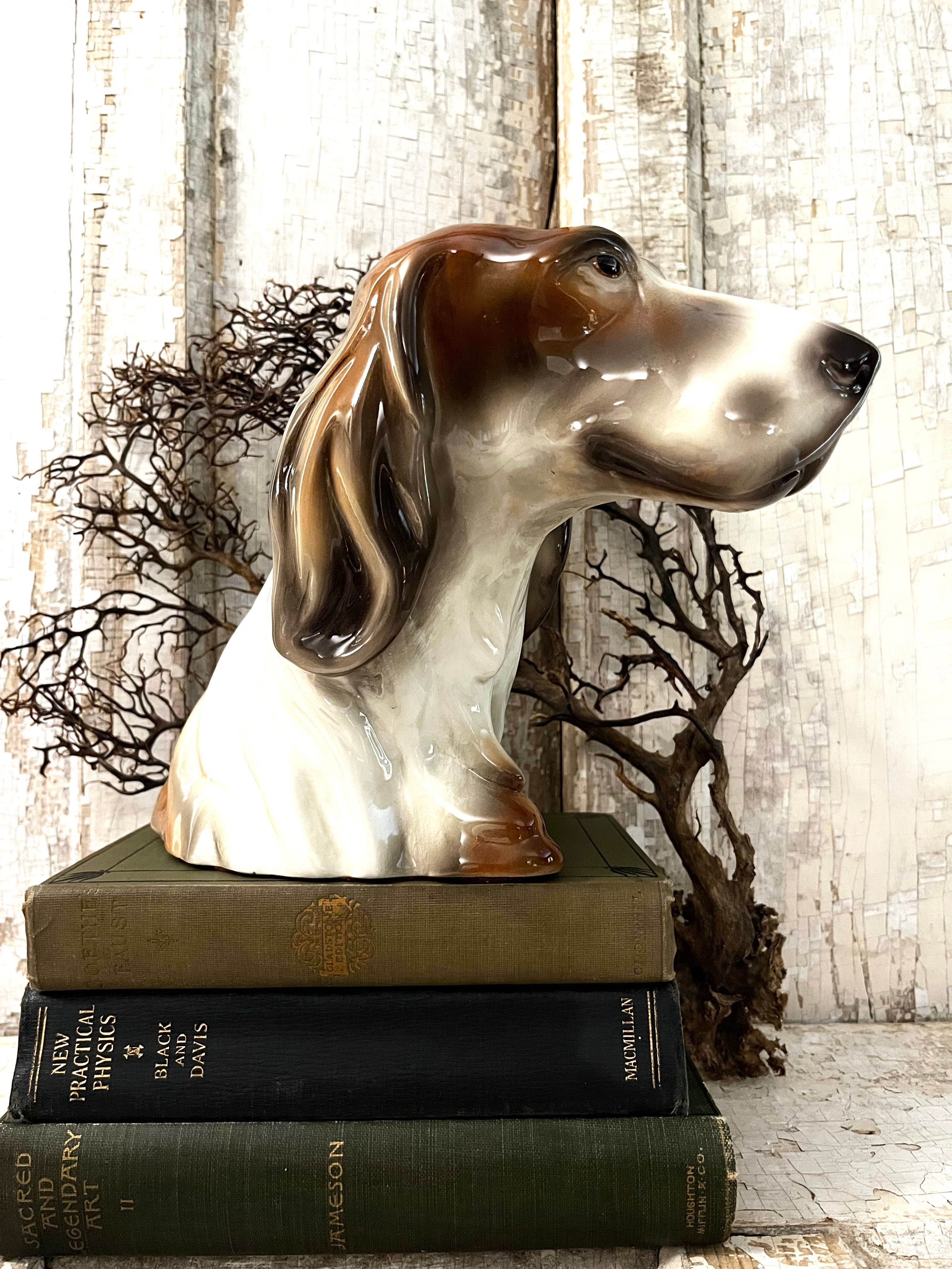 Vintage Porcelain Gold Schneider Dog Bust