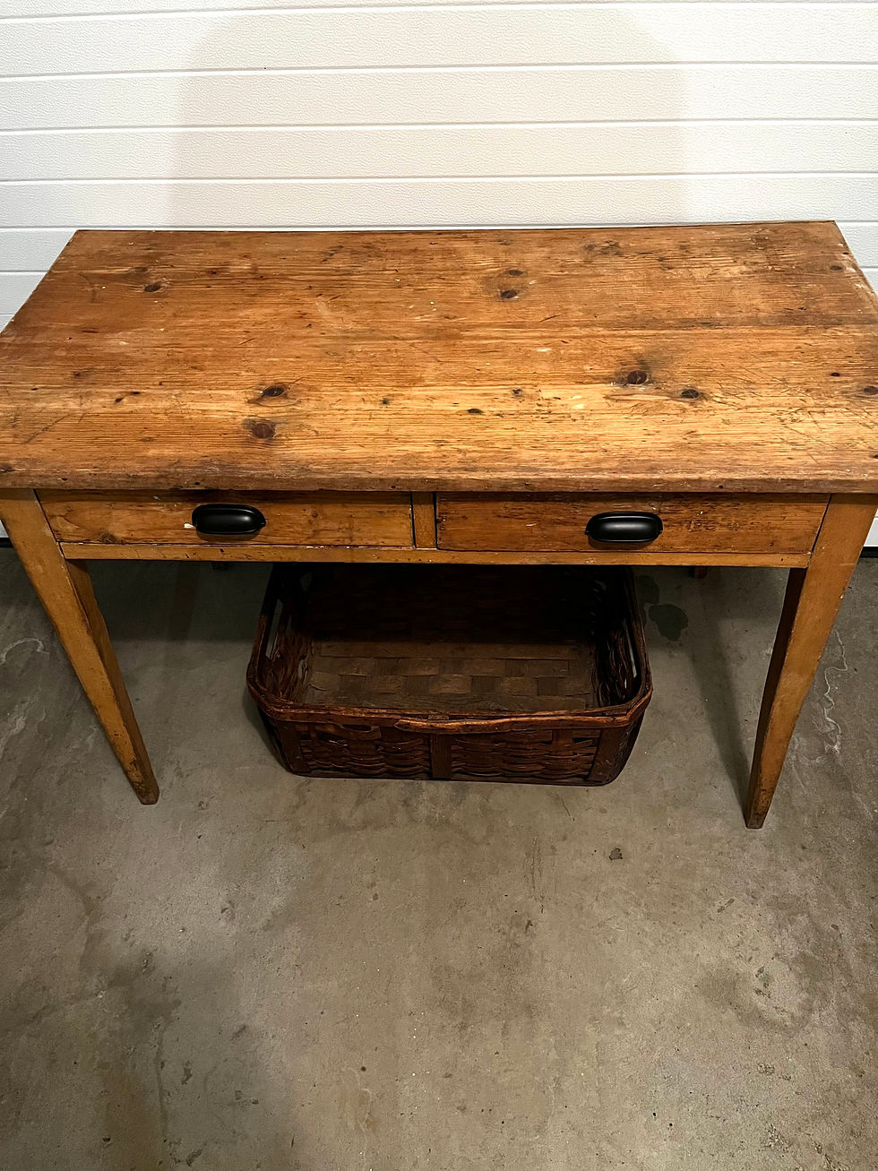 Thumbnail: Antique Rustic Pine Two Drawer Table