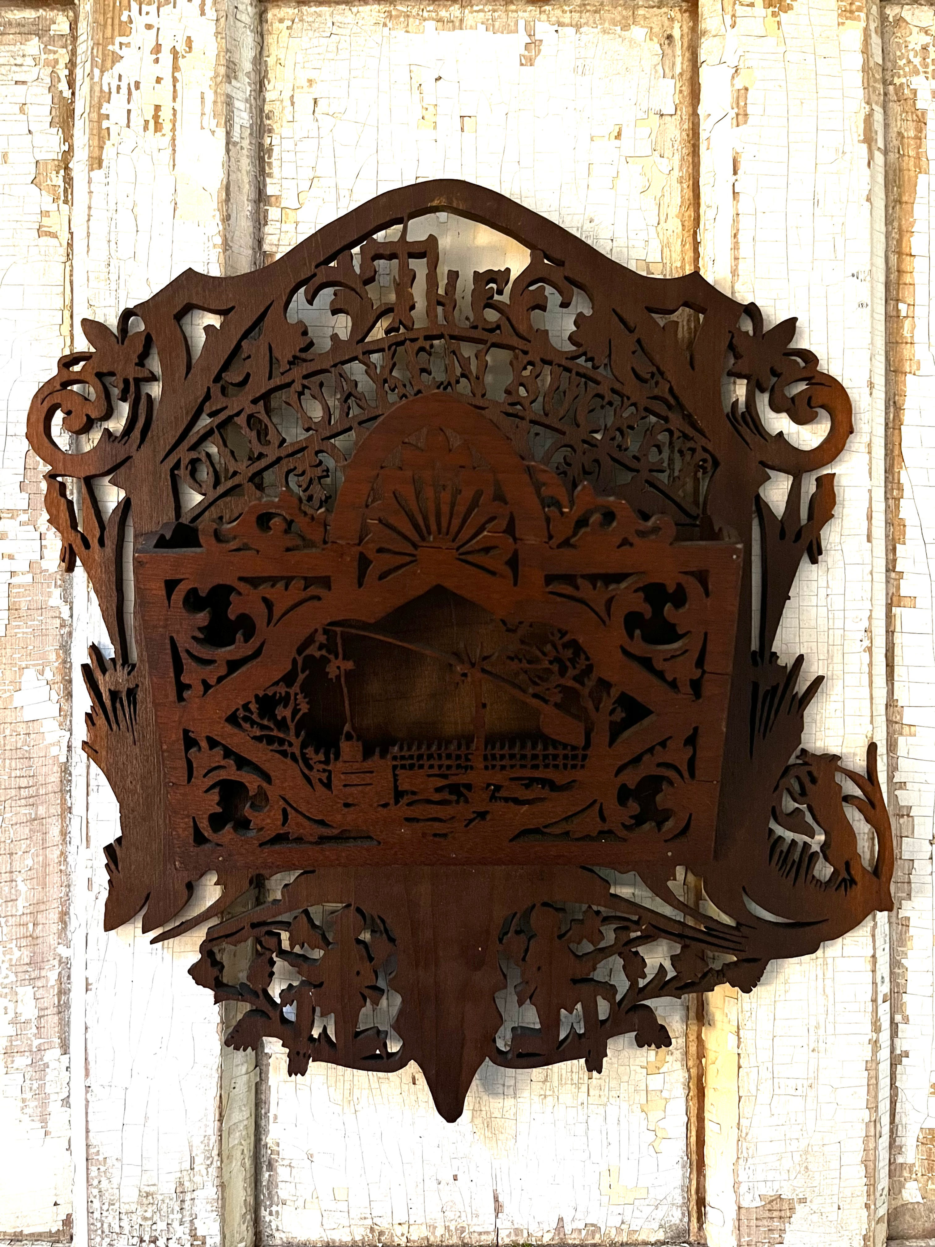 Vintage Black Forest Style Wall Caddy