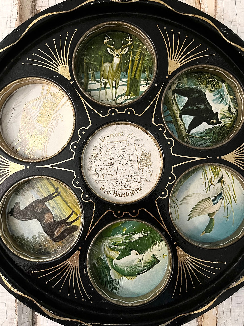 Thumbnail: Vintage Metal Metal Vermont & New Hampshire Tourist Tray