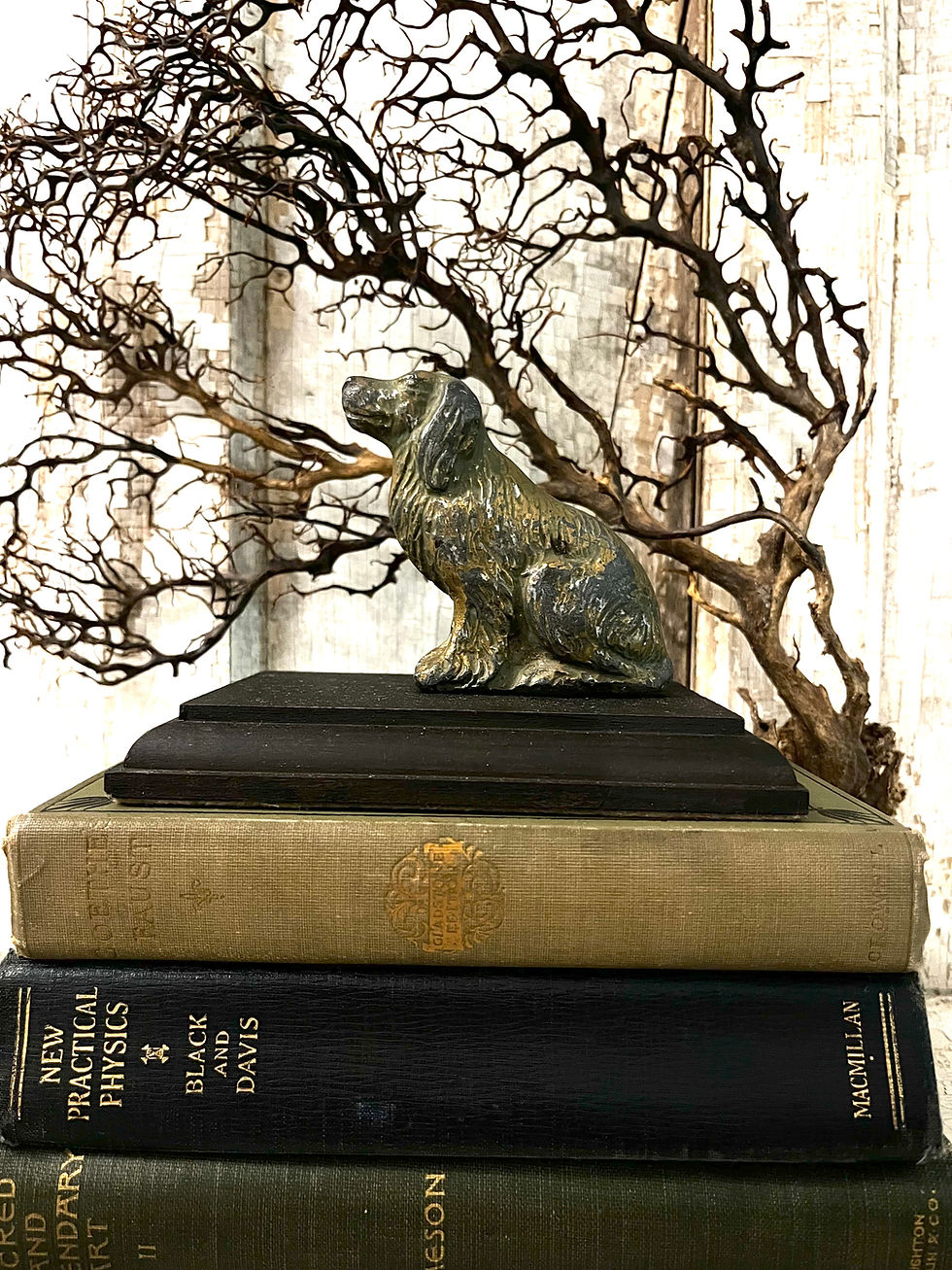 Thumbnail: Vintage Brass Cocker Spaniel Figurine on Wooden Base