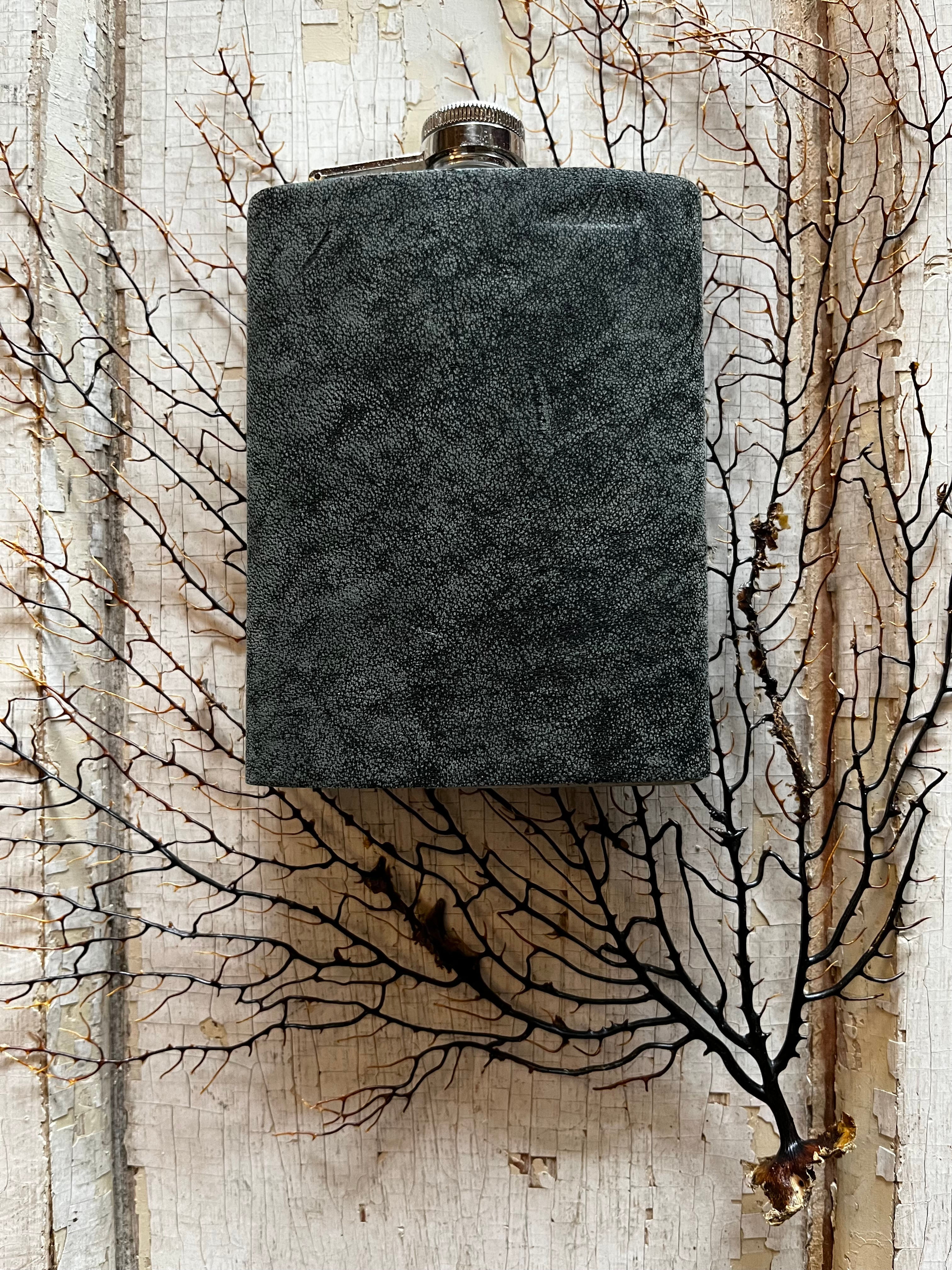 Classic 8oz Flask, Custom Wrapped in Repurposed Leather