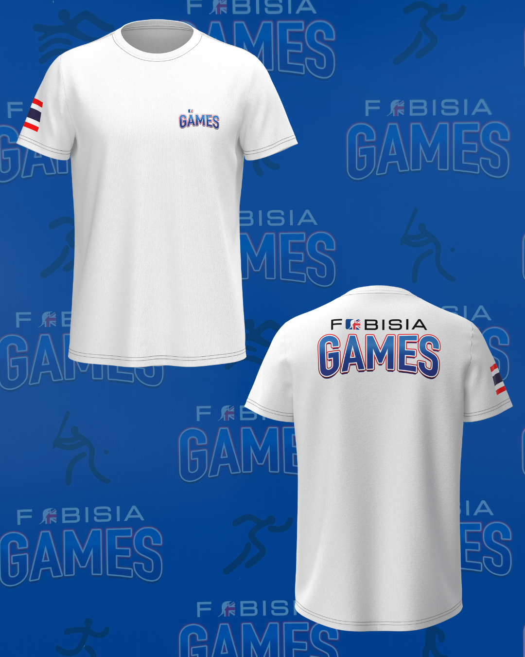 FOBISIA Games Dri-Fit Tee - White (front & back)