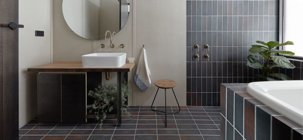 Midnight Blue brick paving tiles, Warehouse Greenhouse bathroom flooring