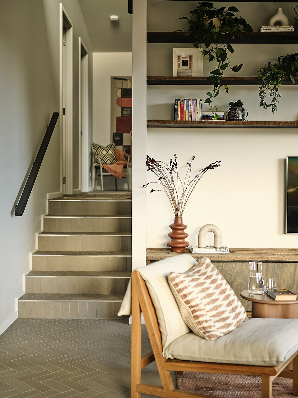 Ash Grey brick tiles used on the entrance and stairs in the Mornington Peninsula