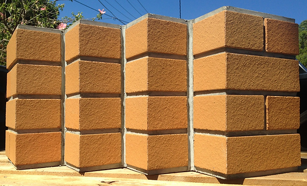 Custom brick inlay facade, thin brick tiles