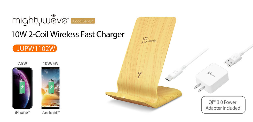 Thumbnail: J5 Create JUPW1102W Mightywave™ 10W 2-Coil Wireless Charger