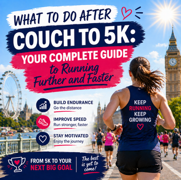 women running through london with text 'couch to 5k what to do after'
