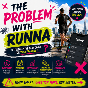 runner running through a city with text "the problem with Runna"
