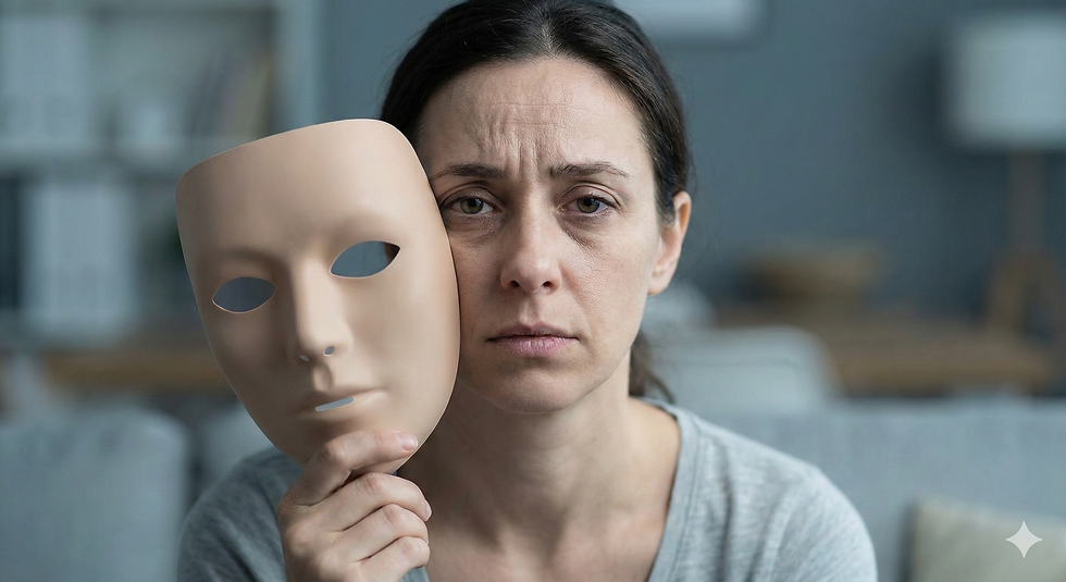 mulher com semblante de cansaço, retirando sua máscara