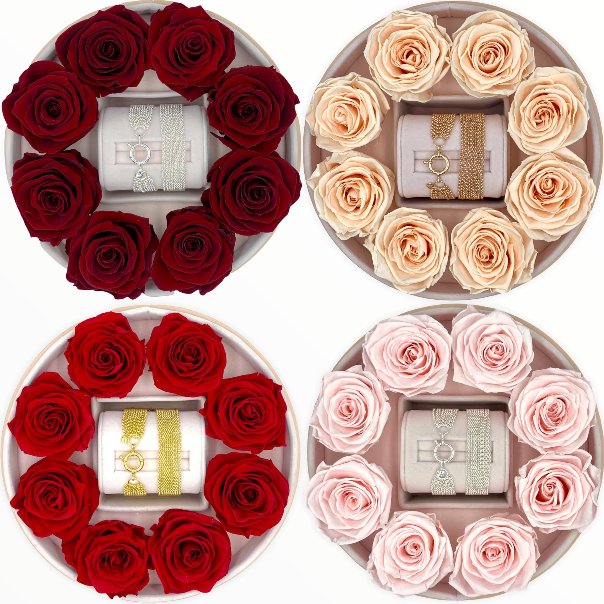 925 Collier 10er-Strang Erbsenkette in Schmuckbox