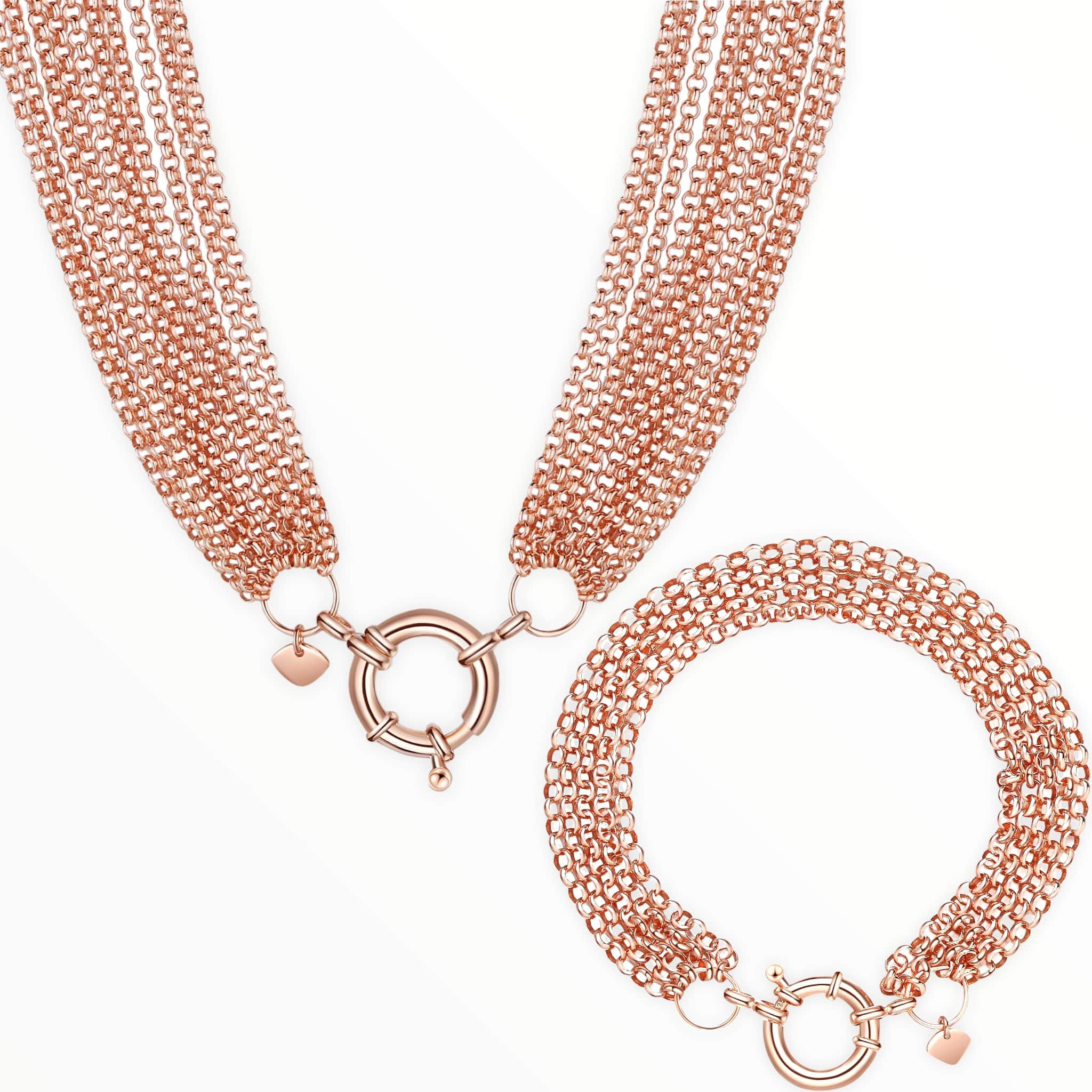 Silberschmuck Set aus Collier und Armband, 925 Silber und Roségold vergoldet